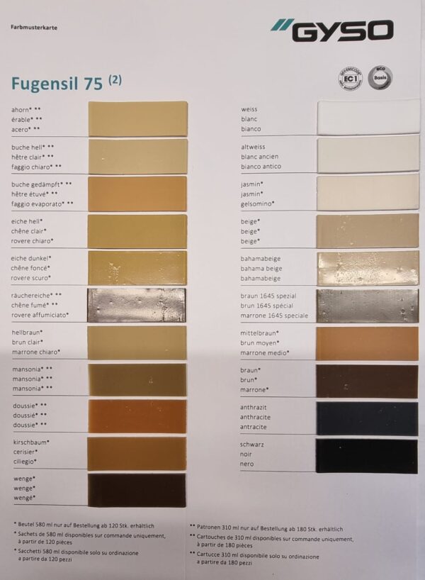 silicone fugensil 75 colori diversi