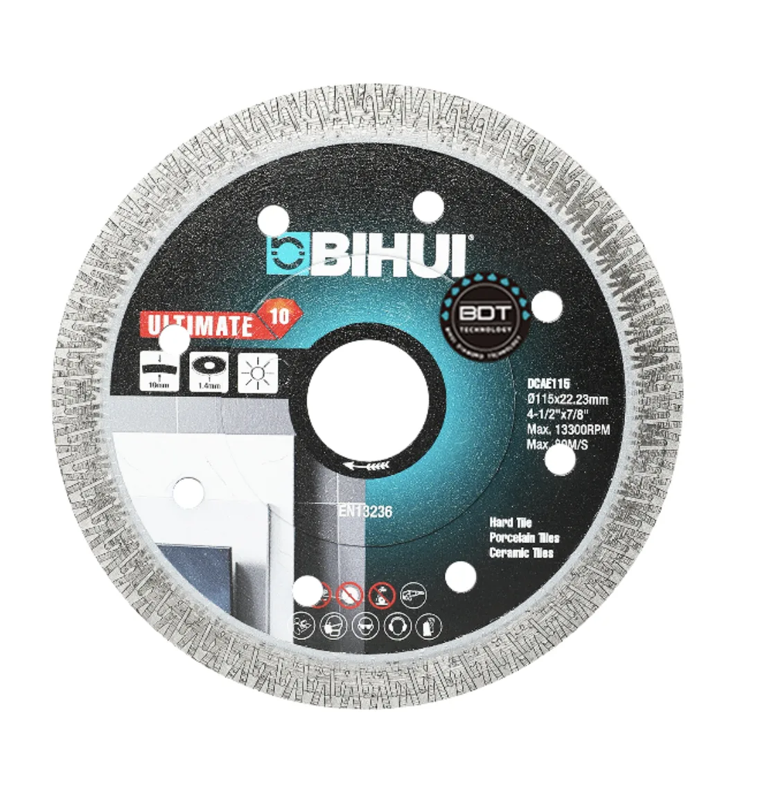 BIHUI DCAE115 – Disco diamantato da taglio 115 mm a bordo continuo